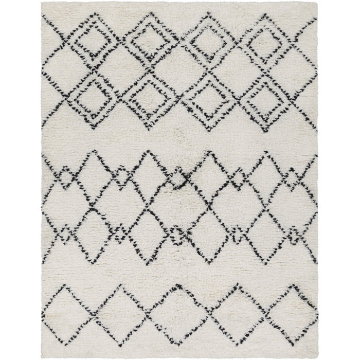 AllModern Gilbert Handmade Handwoven Wool Ivory/Black Rug Wayfair